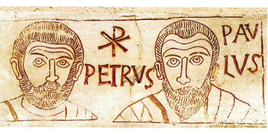 Petrus und Paulus mit Christogramm